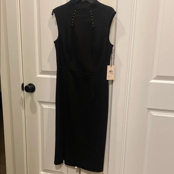 black dress attire men Aryanna V Plunge Neckline Jersey Black Gown